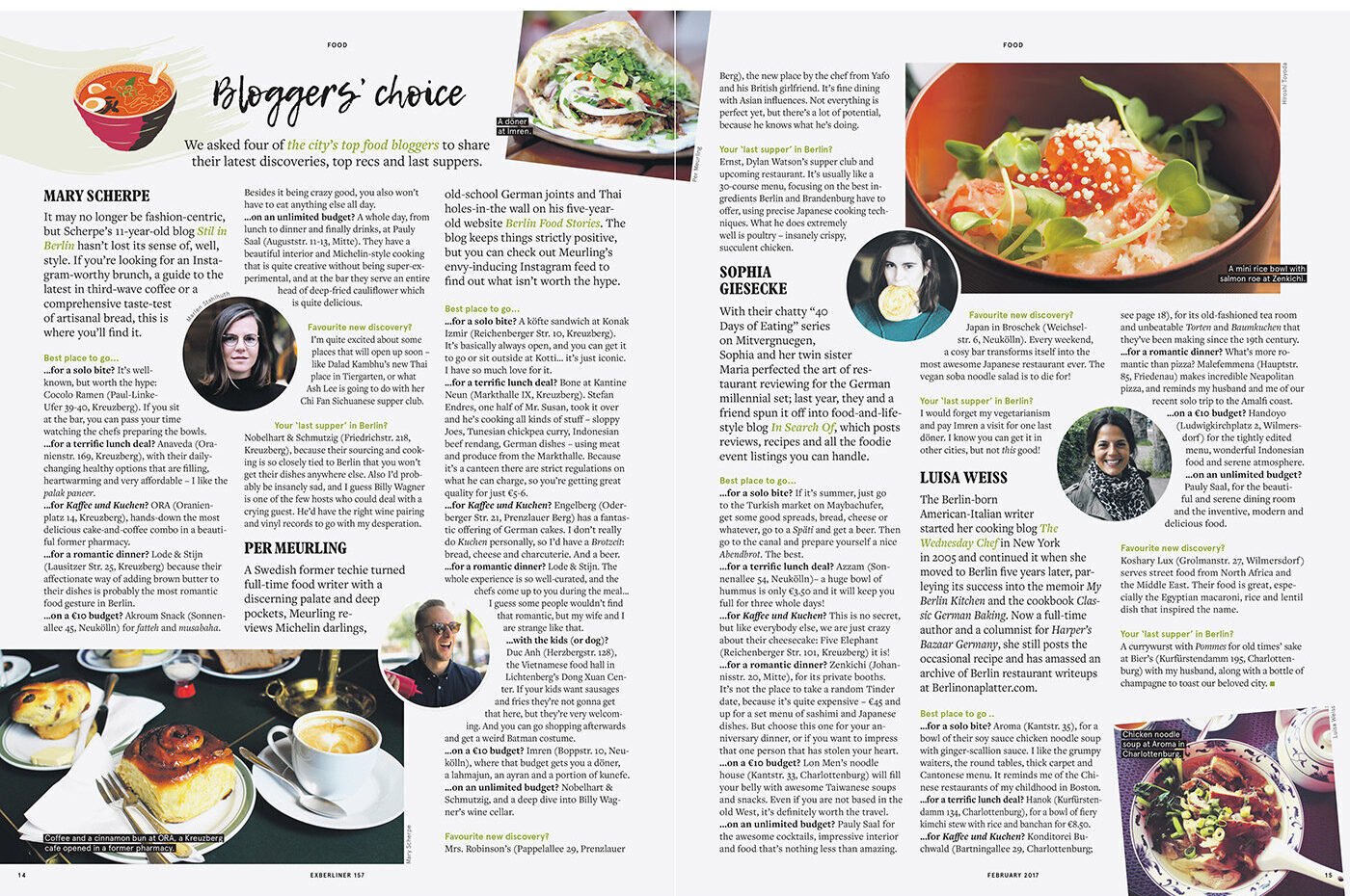 Exberliner — 'Bloggers' choice', a four-up food bloggers feature in the Food issue