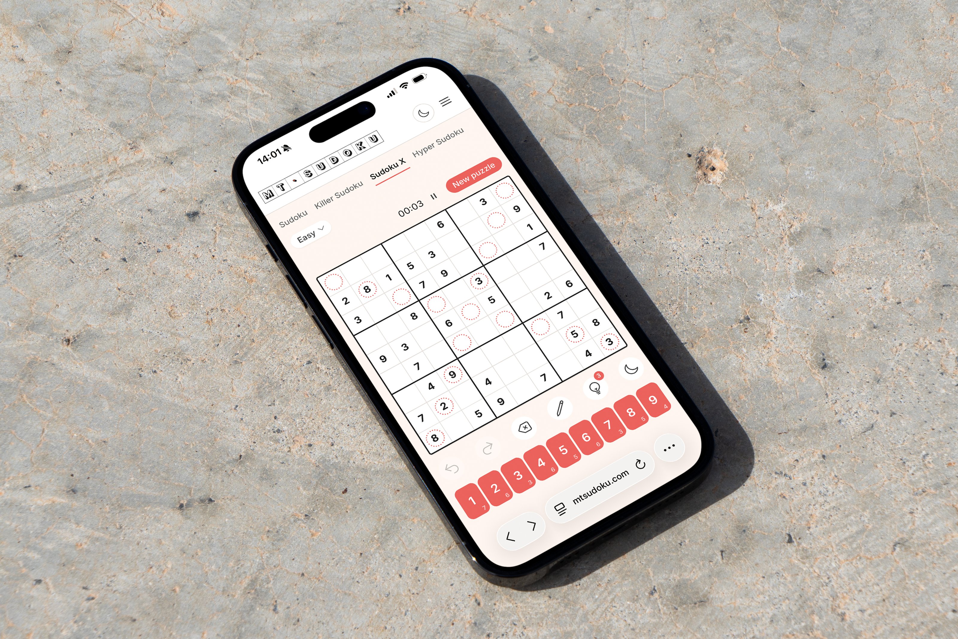 Mt. Sudoku — light mode on iPhone